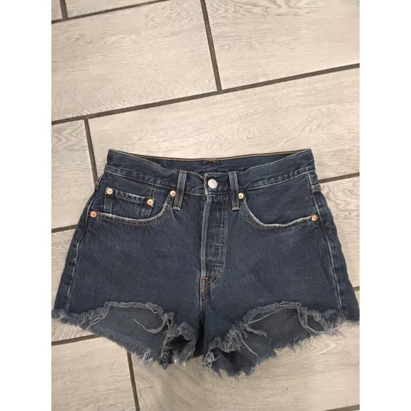 Levi's Pants - Levis‎ 501 Womens High Rise Denim Shorts Dark Wash Frayed Hem W26 558022